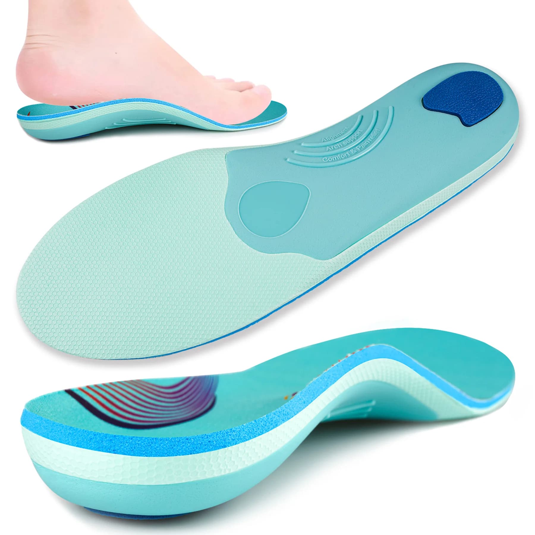 iFitna 3 Paia Fascite plantare Ortopedico Sport Sottopiede Uomo Donna Piedi piatti Supporto per arco Dolore al tallone Inserto plantare Suola per scarpe