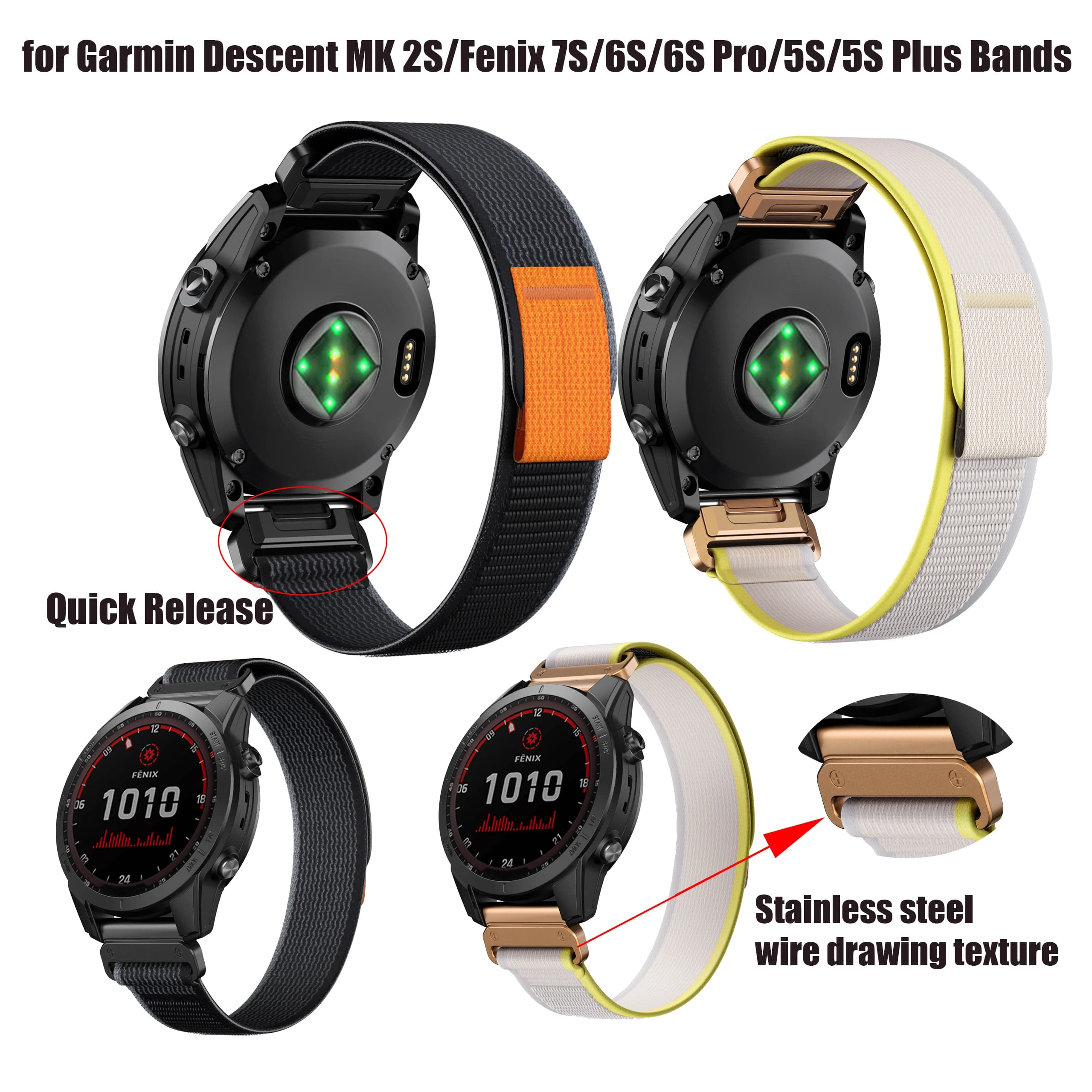 Cinturino in Nylon ANBEST da 20mm per cinturini Garmin Fenix 7S/6S/6S Pro/5S/5S Plus per cinturino di ricambio Descent MK 2S