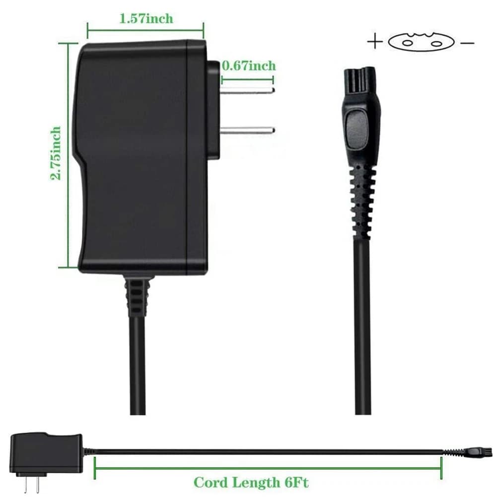 power cord for Philips-HQ8505 Norelco 7000 5000 3000 series, adapter for regulating American plug power cord