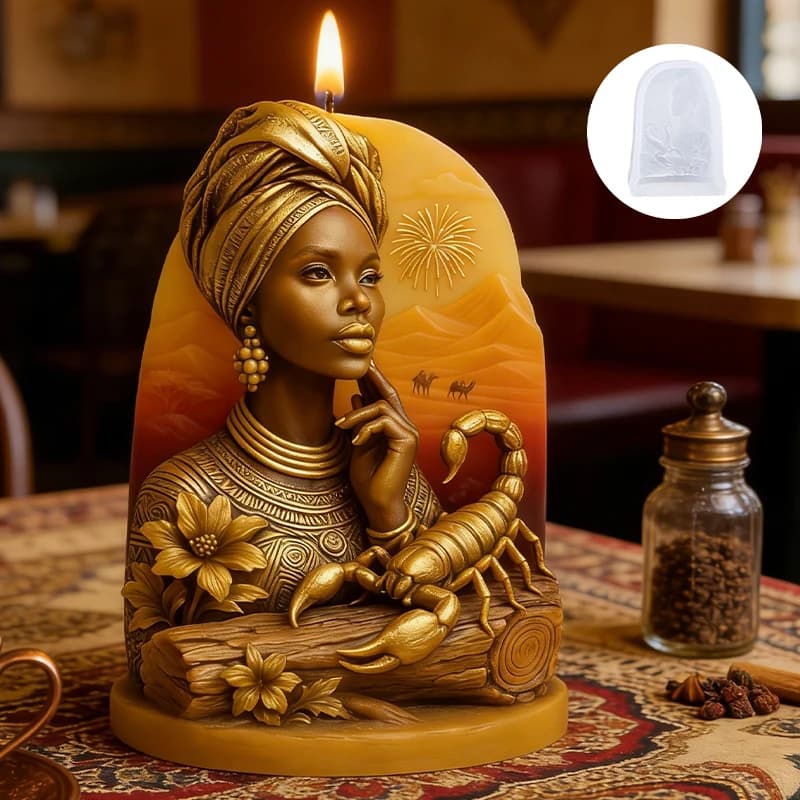 Esotic goddess candle mold Scorpio, high resistant and low temperatures and reusable, for artistic perfumed candles made in the house.