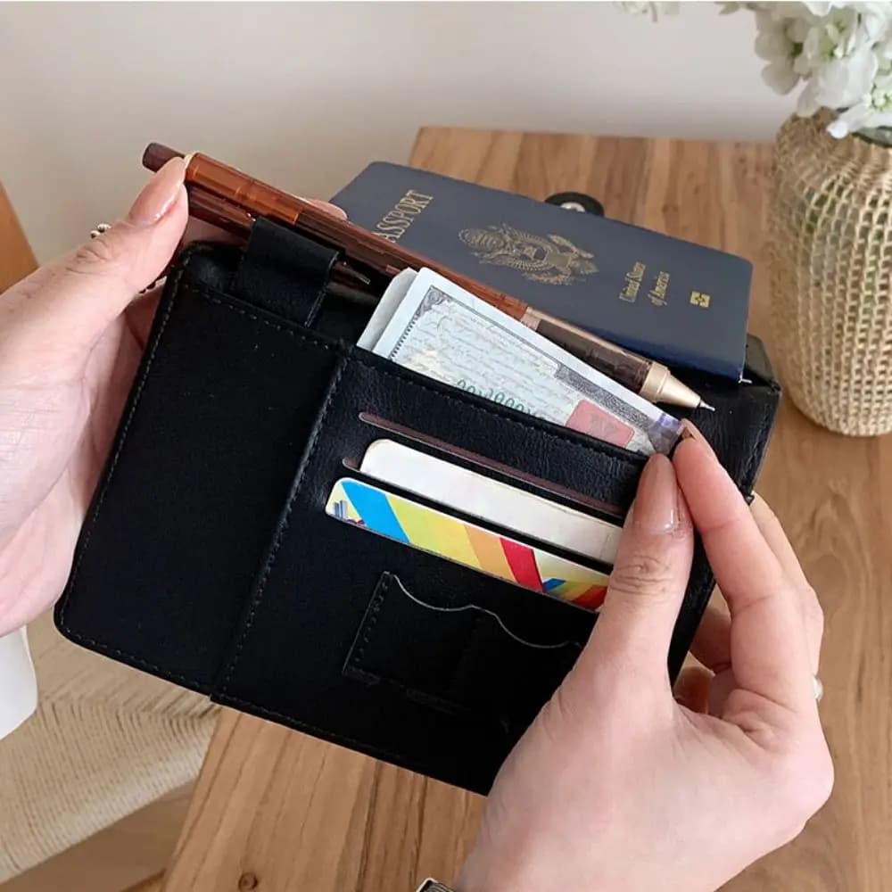 Portacarte in PU, Porta Passaporto, Porta Biglietti, Portafoglio da Viaggio per Check-in Aereo, Custodia per Carte, Custodia per Passaporto, Borsa Porta Carte Donna