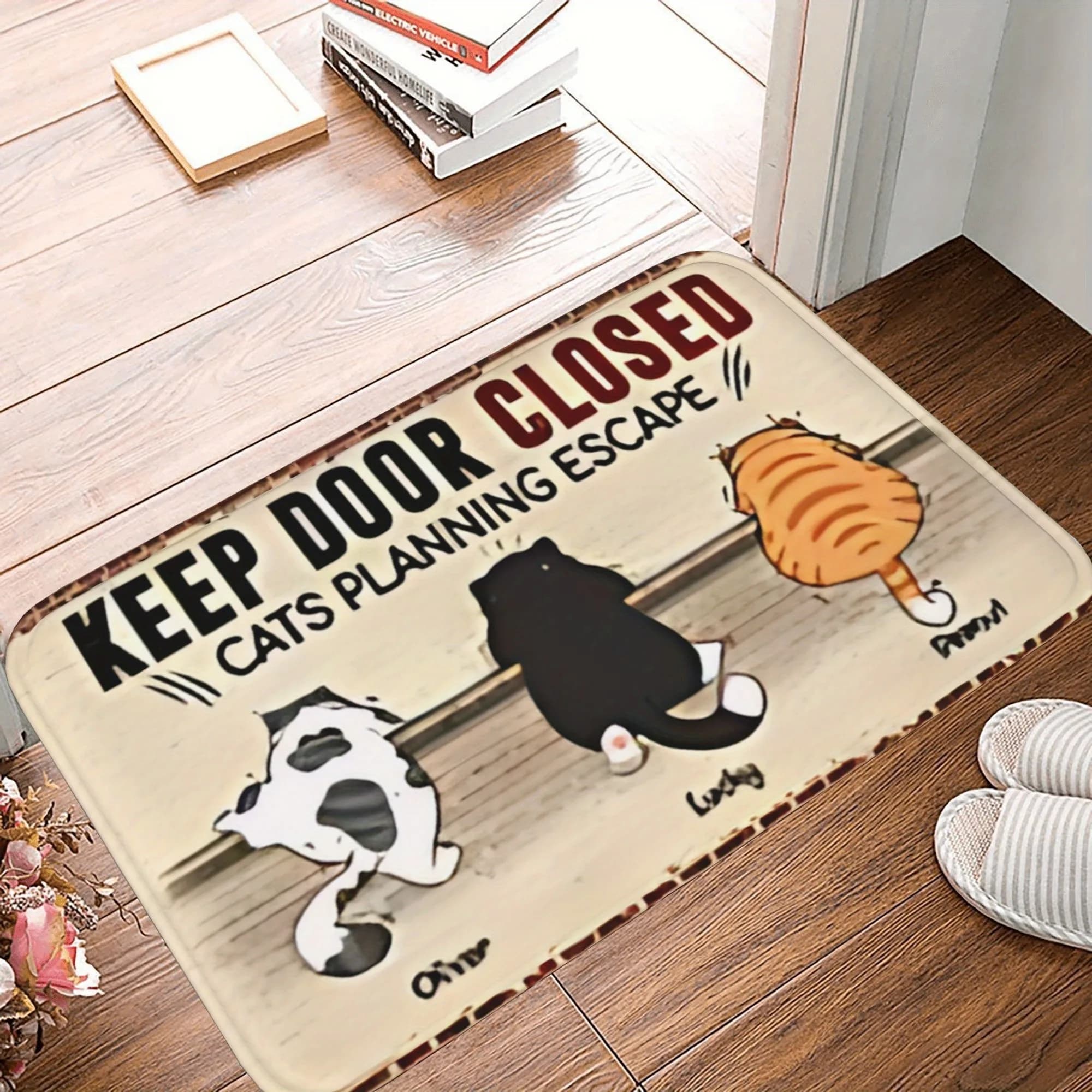 1PC Cat Escape Plan Modello Tappeto da cucina Tappetino antiscivolo Design pop Tappeto da bagno Tappetino da bagno Tappeto per la casa Lavanderia Decor