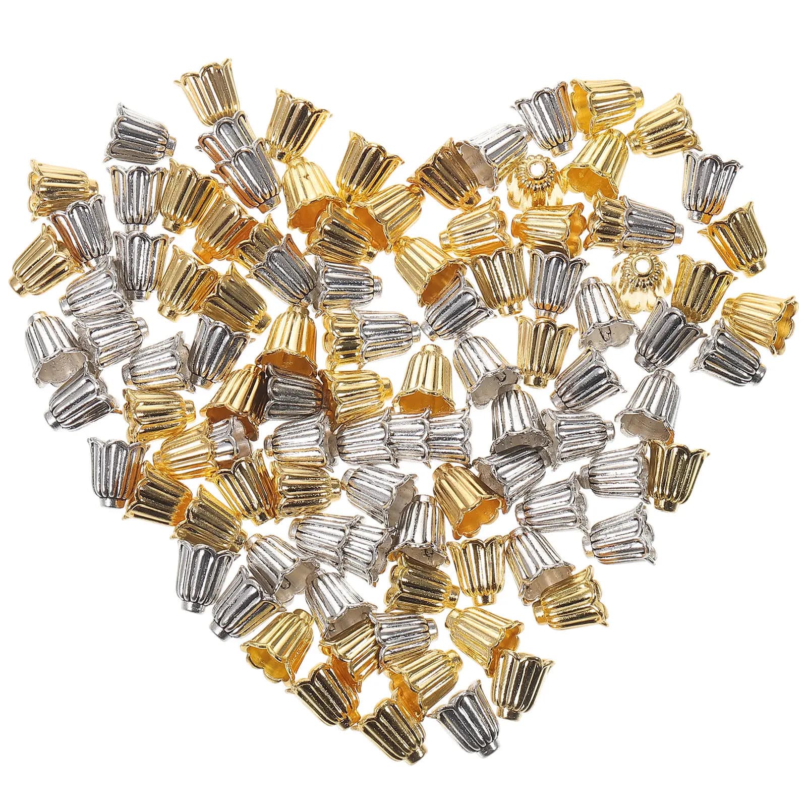 100 Pezzi Copri Perline a Cono in Lega con Design Floreale per Creazione Gioielli Fai da Te, Bracciali, Collane, Accessori e Forniture Artigianali