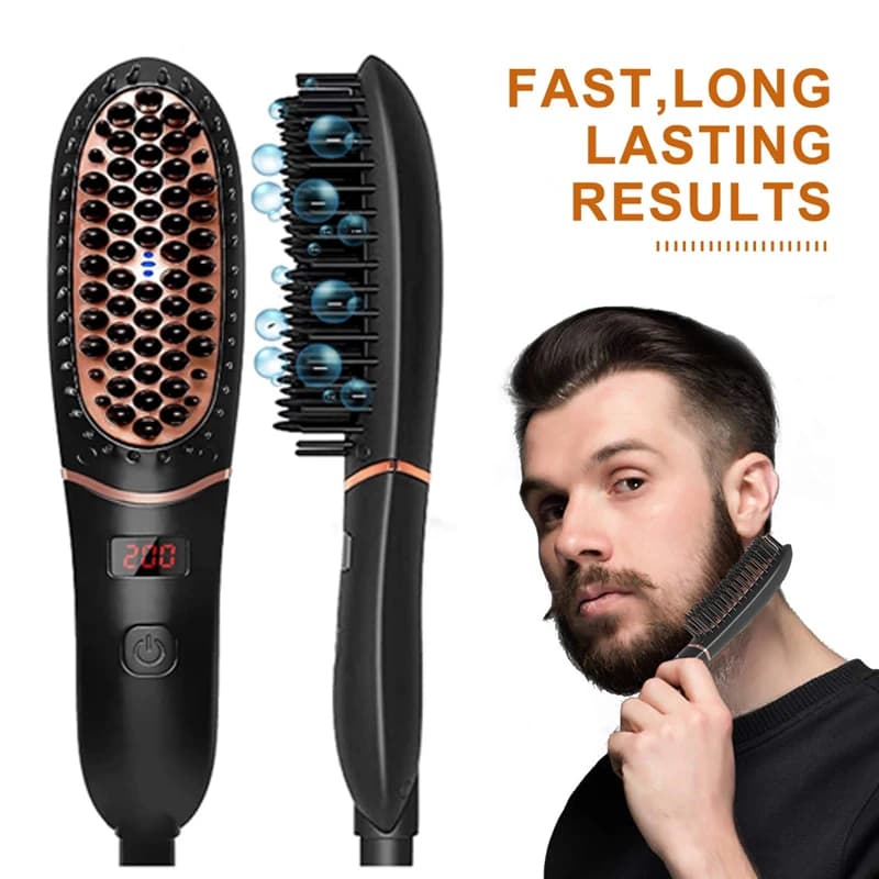 Beard comb Ceramic Ionian Straight Brush Plate Iron Electric Hair Plate Brush for Home Antiscotting