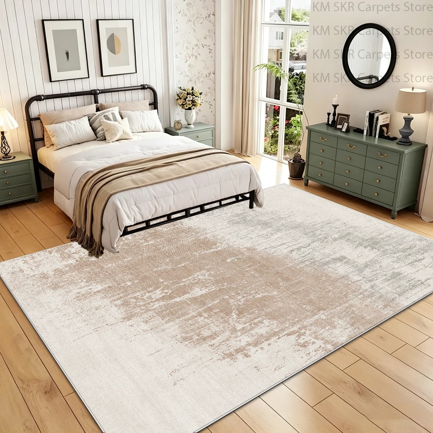 Nordic Simple Abstract Style Bedroom Bedside Mat Decoration Living Room Antiskid Washable Sofa Rug Soft Fluffy Office Carpet