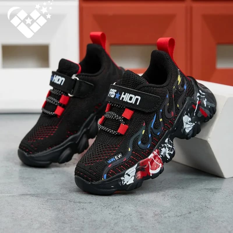 Scarpe sportive per bambini autunnali Scarpe da corsa per ragazzi alla moda traspiranti Scarpe da ginnastica casual per bambini in rete 7-12 anni Scarpe da tennis leggere per bambini