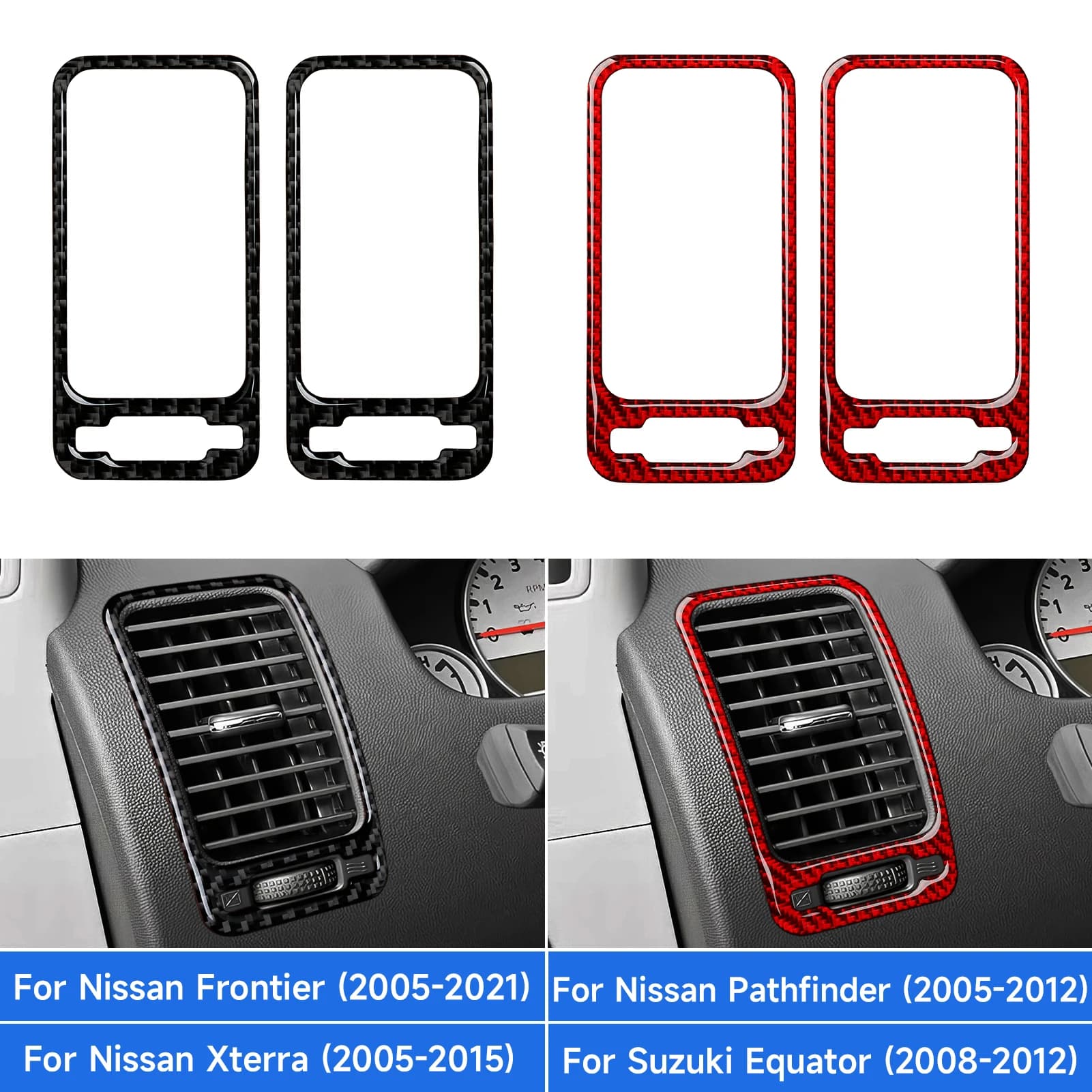 Carbon Fiber Sticker. Car Center Console Side Air Outlet. For Nissan Frontier Pathfinder Xterra. For Suzuki Equator Accessories.