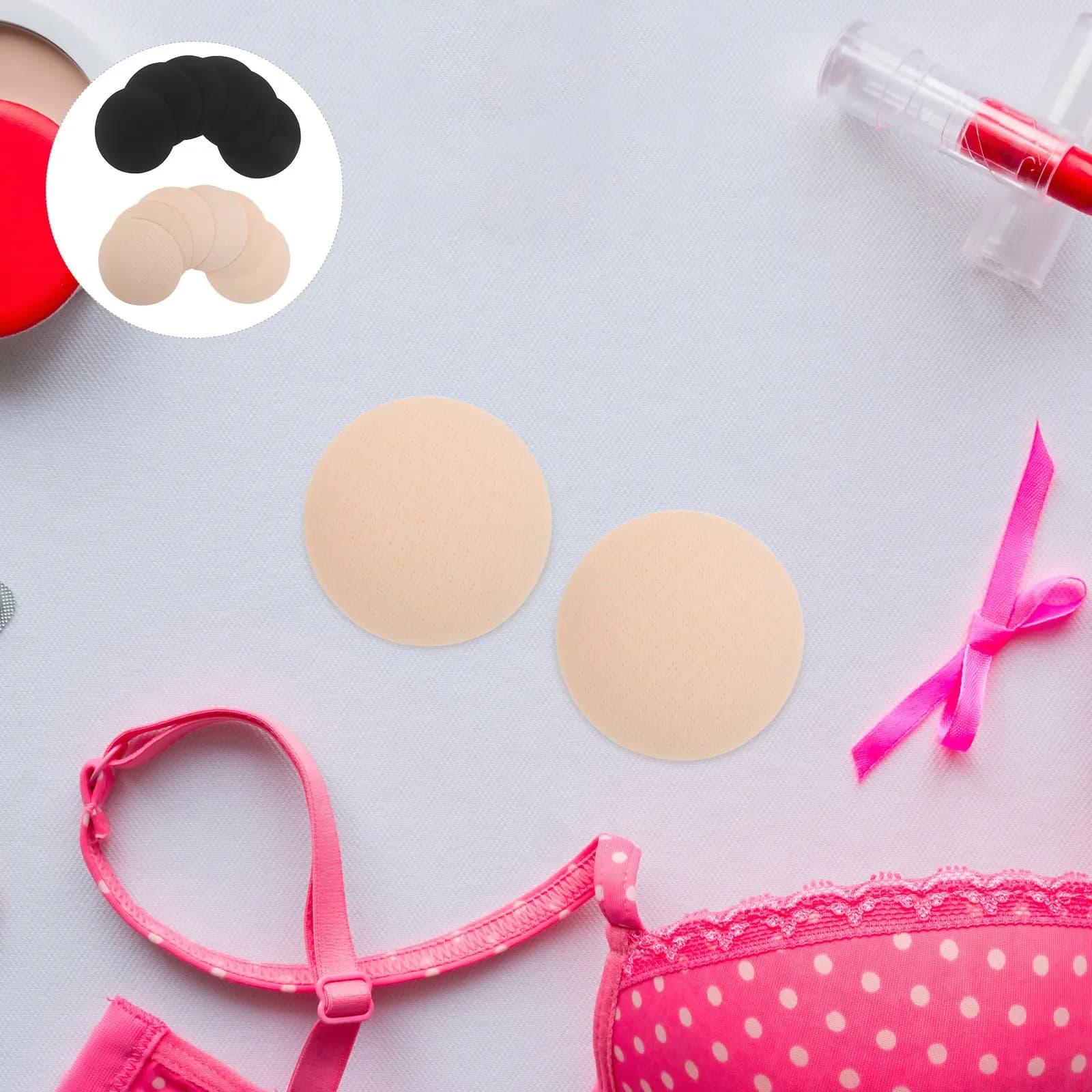 6Pairs Nonadhesive Cotton Nipple Covers Breathable Reusable Invisible Seamless Cushioned Skin Friendly Nipple Concealers