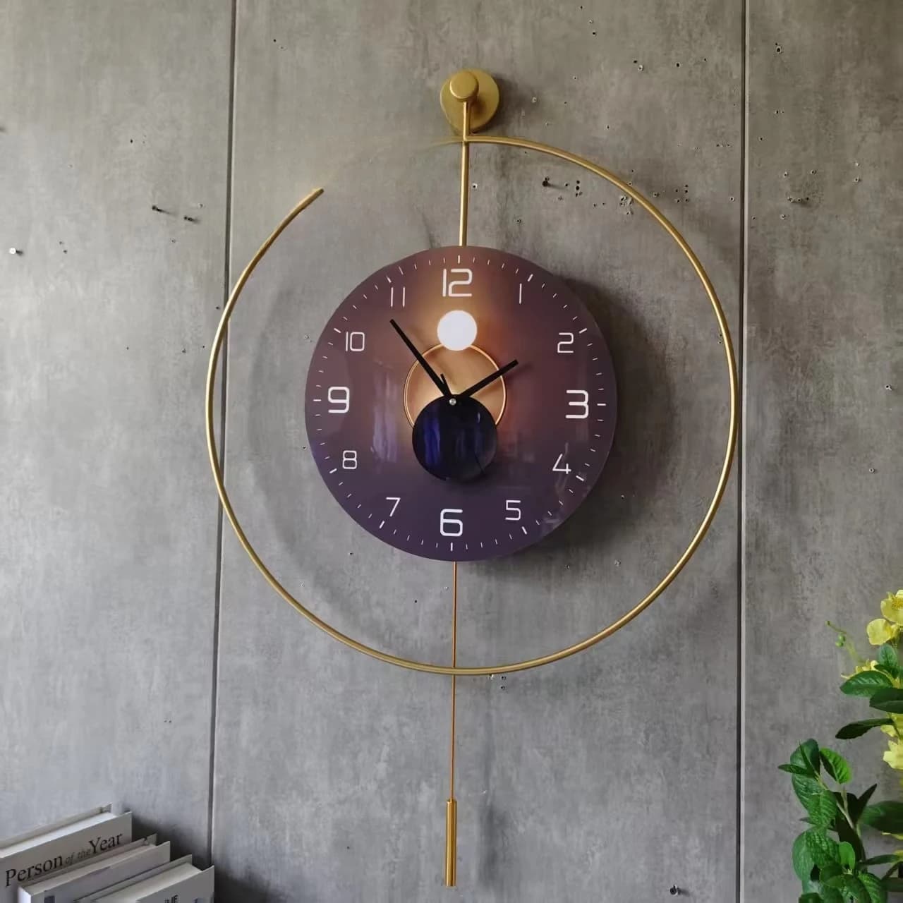 Orologio da Parete Moderno a Pendolo 69X60CM in Metallo per Soggiorno, Sala da Pranzo, Camera da Letto, Hotel, Design Semplice e Creativo, Dropshipping