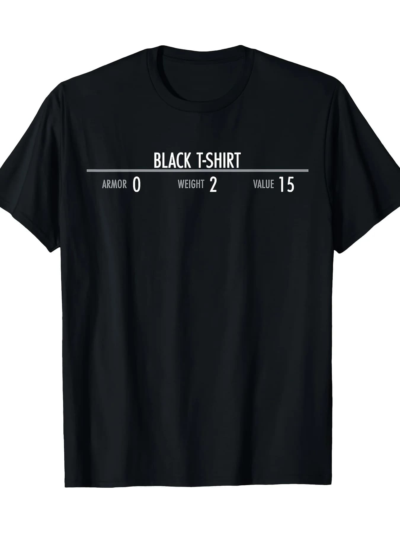 Skyrim Armor Stats Graphic Tee Divertente RPG Gamer Gioco di ruolo Stampa T-shirt da uomo