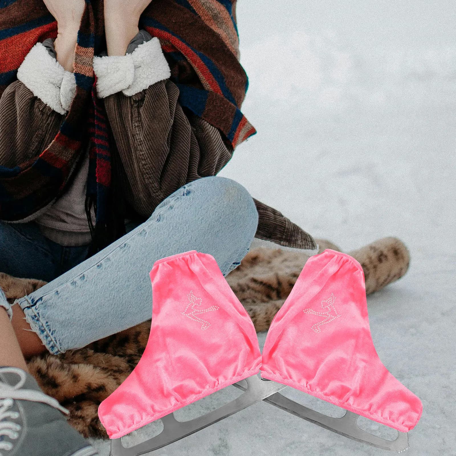 1 Paio di Copriscarpe Elastici in Poliestere per Pattini da Ghiaccio, Pattinaggio Artistico, Hockey, Pattinaggio a Rotelle, Lezioni e Allenamento all'Aperto, Protezione da Sporco