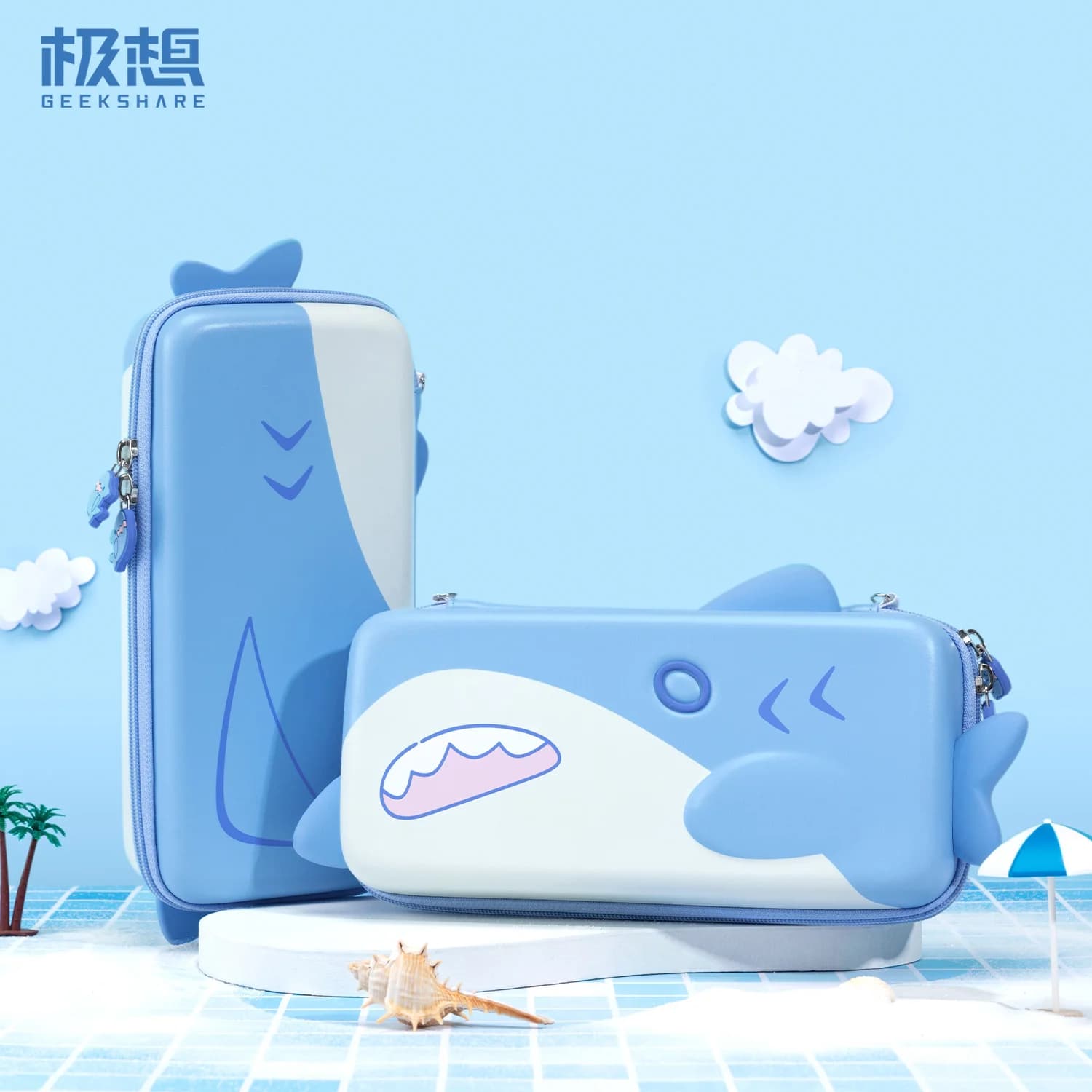 GEEKSHARE Custodia da trasporto a tema Shark per NS2 Switch 2 - Borsa da viaggio portatile anti-shock con guscio rigido, custodia protettiva