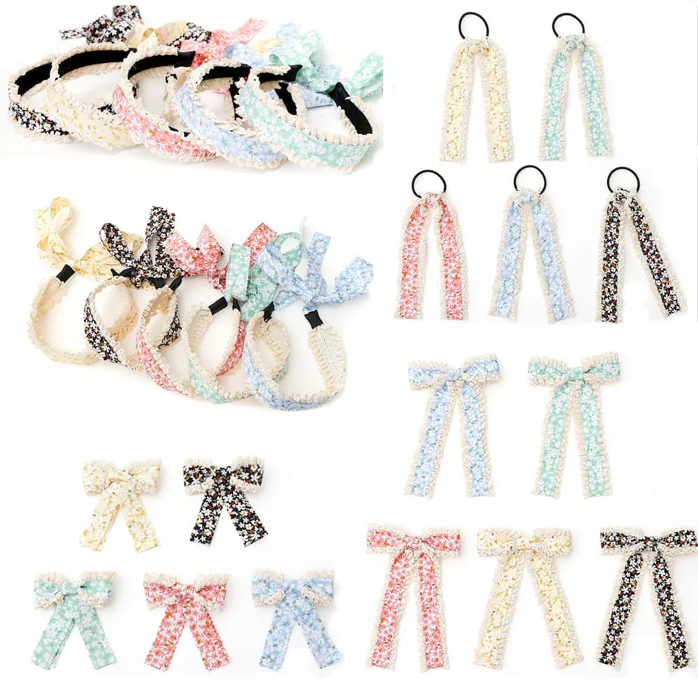 Lace Headbands for Girls, Adjustable Non-Slip Elastic Dressy Pastel Lacy Headwraps Cute Hair Accessories for Ki