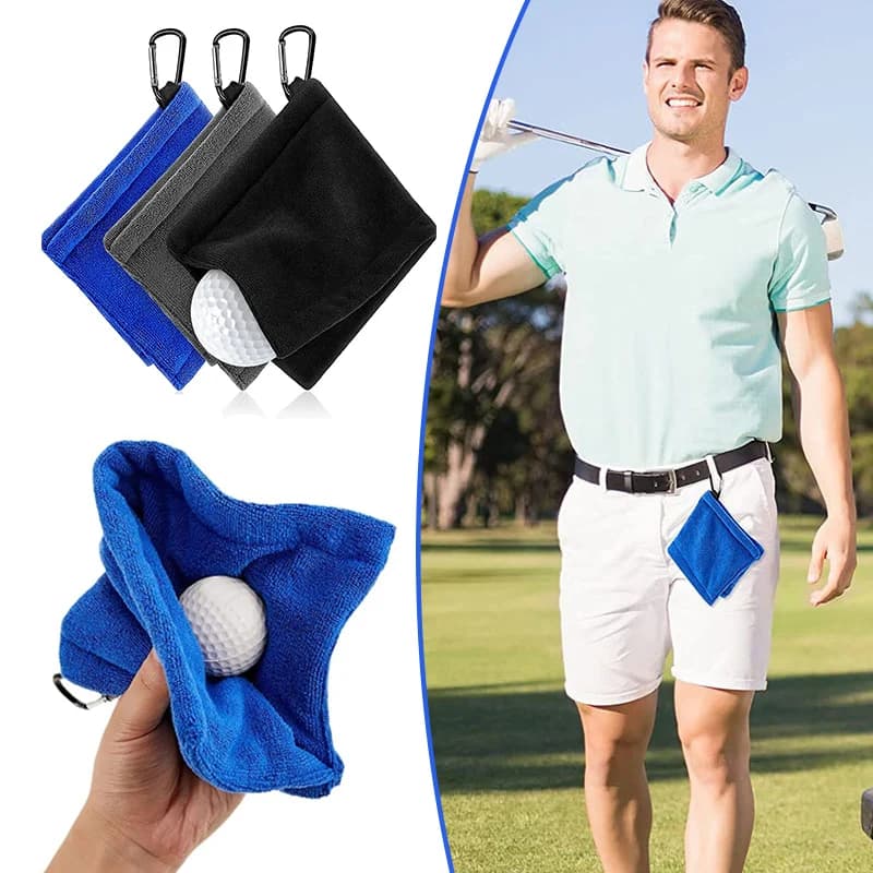 Asciugamano per la pulizia della pallina da golf in microfibra con gancio Pallina da golf quadrata e panno per la pulizia delle mazze Asciugamano per la pulizia della casa con assorbimento d'acqua