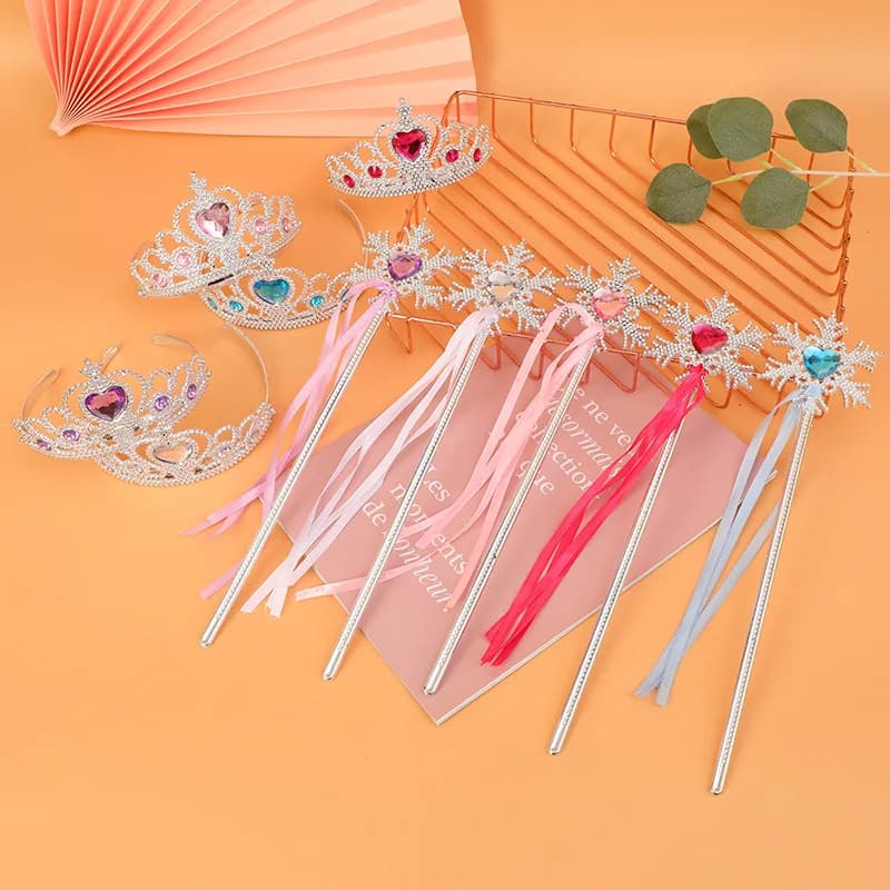 Commercio all'ingrosso 10 pz/set Ragazze Fiocco di Neve Bacchetta Magica con Nastro Lungo Bambini Regali Festa di Compleanno Principessa Fata Dress Up Accessorie