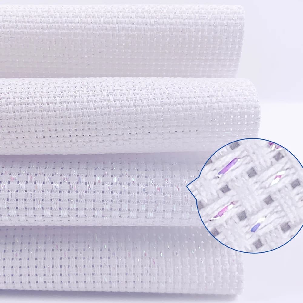 DIY 11CT 14CT Sparkly White Aida Cloth 100% Cotton Fabric for Cross Stitch Embroidery Handwork Handcraft