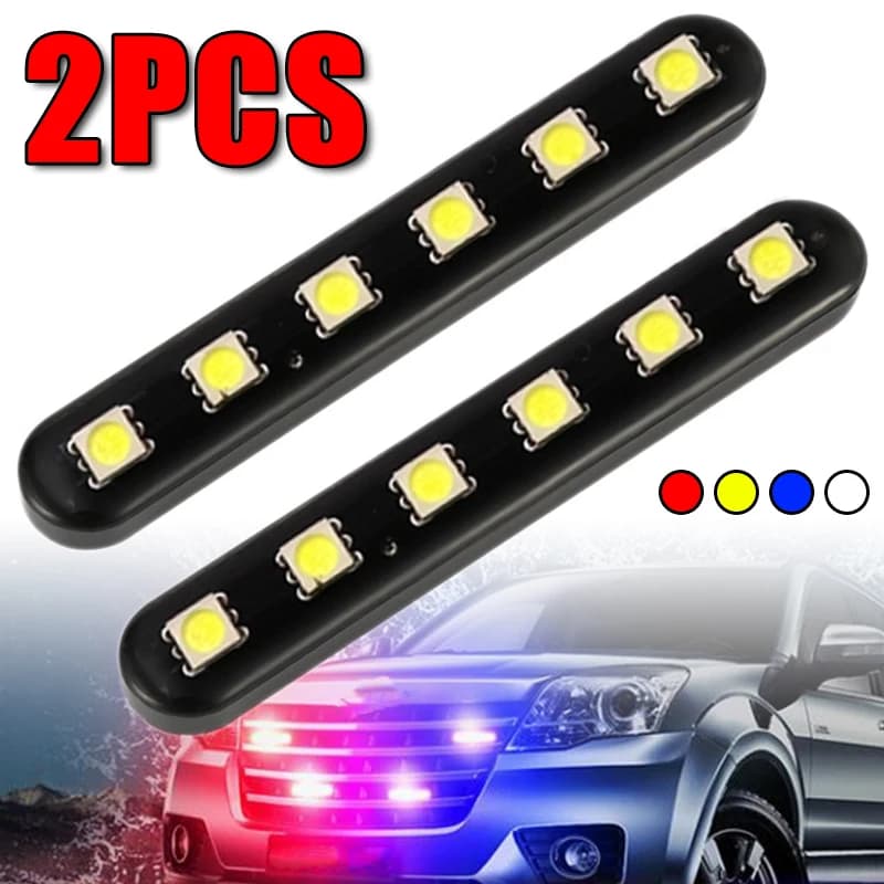 2 pz/set Moto Griglia Media Luci Flash Universale Moto 12V 6 LED Segnale di Avvertimento Luce Lampada di Licenza Accessori Moto