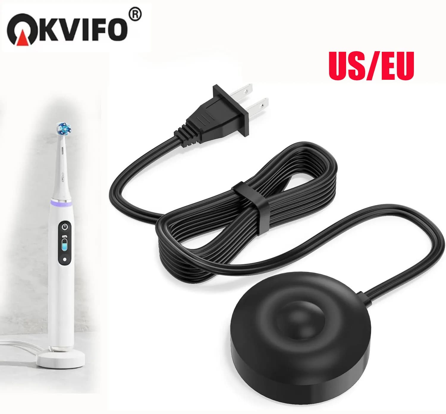 Replacement KVIFO EU/US Charging Adapter for Oral B iO9S iO10S iO7 iO8 iO9 Series, Charger 100-240V 3768