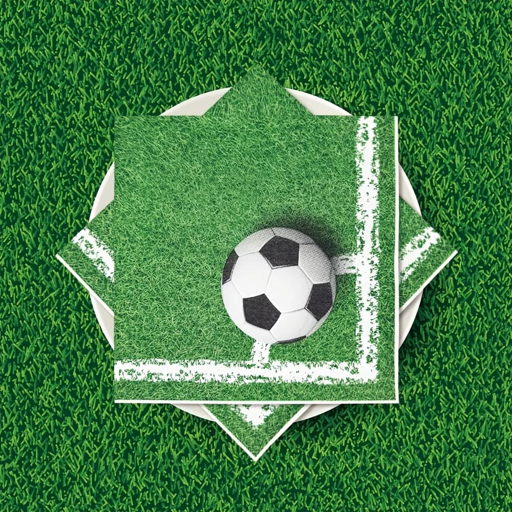 20 pz/busta Tovaglioli Monouso con Stampa Campo da Calcio, Tovaglioli per Ristoranti e Feste, Decorazione Tavola per Compleanni