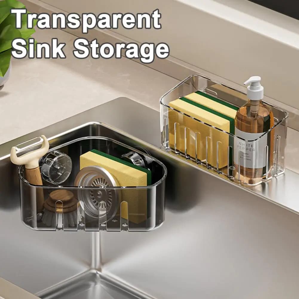 Hollow Design Drain Baskets Suction Cup Sink Drain Rack Quick Drain Hollow Design Kitchen Sink Organizer for Sponges Brushes Soa