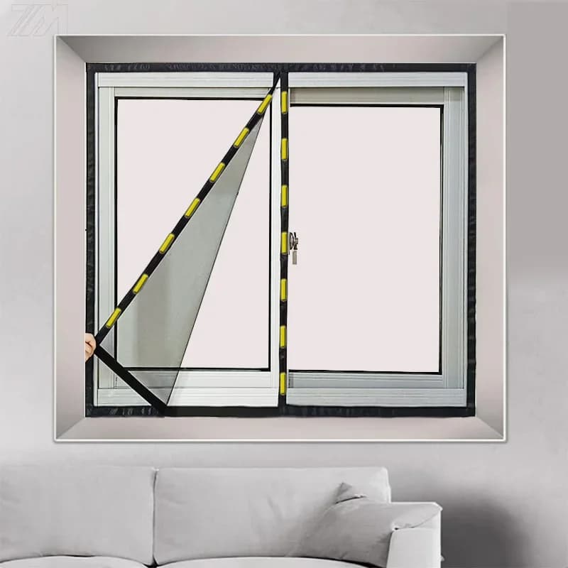 Invisible self-adhesive magnetic mosquito net for windows, anti-mosque net, window curtain.
