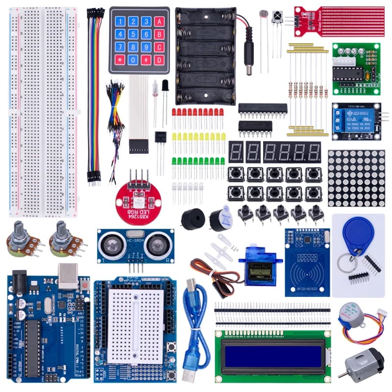 Starter Kit per Arduino Uno R3 - Uno R3 Breadboard e supporto Motore passo-passo / Servo /LCD1602 / ponticello Wire / UNO R3