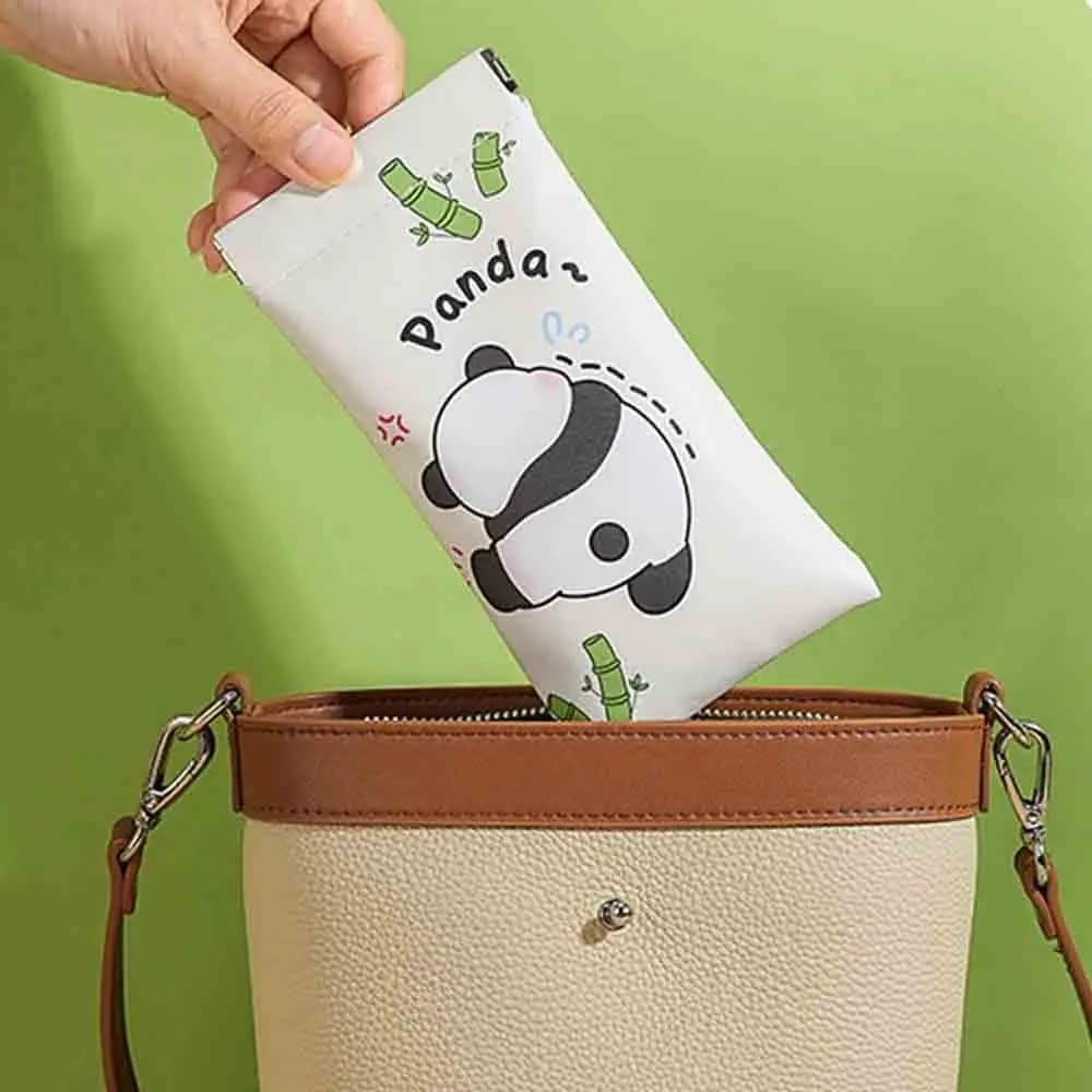 Semplice borsa per cosmetici in pelle Pu Mini borsa per monete Panda borsa per rossetto borsa per monete borsa per trucco autochiudente ragazze