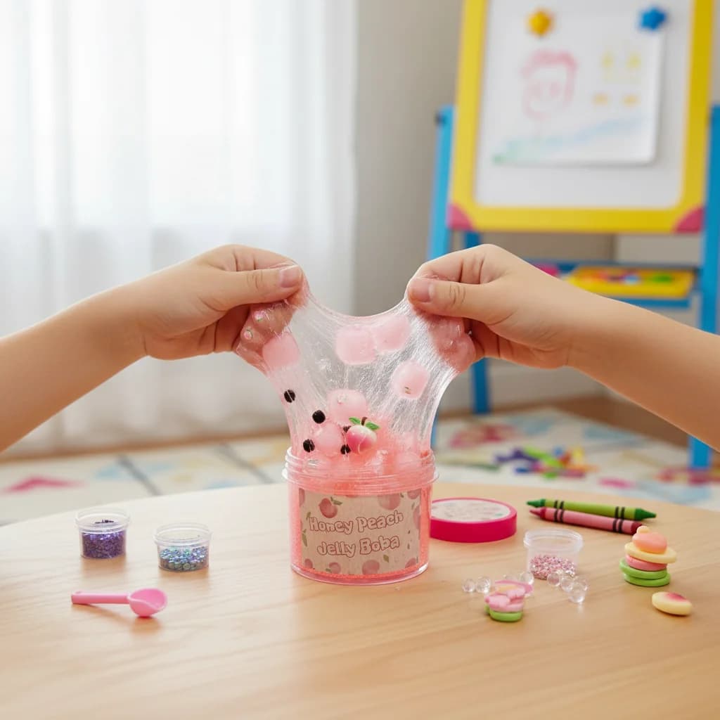 Soft 300ml/70ml Slime Kit Fruit Crunchy Non-Sticky Jelly Cube Slime Glitter Stress Relief Crystal Slime Party Favor Gifts