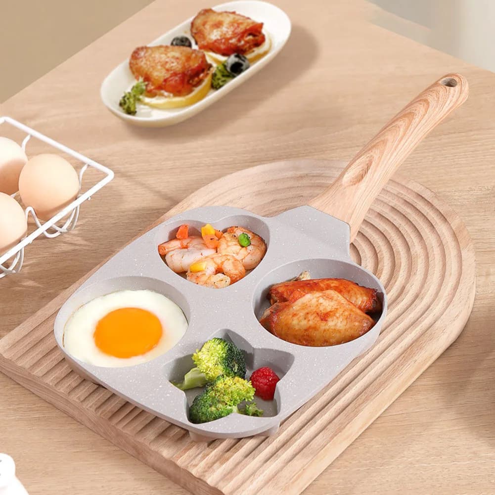 Padella antiaderente per uova e pancake a 4 fori per colazioni, uova fritte o hamburger, per piani cottura a induzione e a gas, utensile da cucina