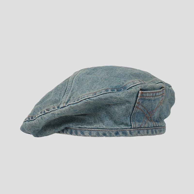Women's Artistic Style Retro Washed Cotton Denim Pocket Headwear Fashion Painter Caps Beret Hat