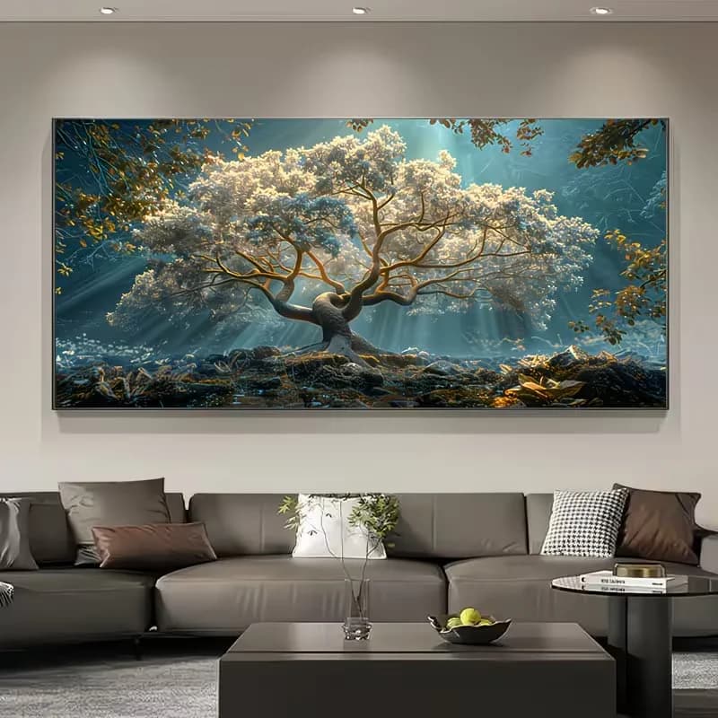DIY Diamond Painting Kit Bright Tree Landscape Picture of Rhinestone Full Drill Diamond Embroidery Mosaic Big Size Handmade Gif