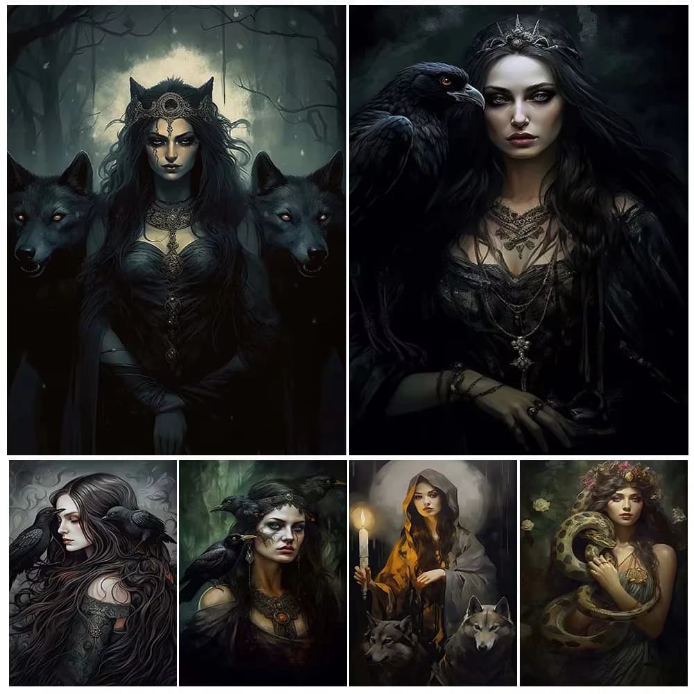 Hecate Medusa Oil Painting by Number Kit DIY Paint by Numbers for Adults Canvas Greek Mythology Wall Art Home Decor Gift