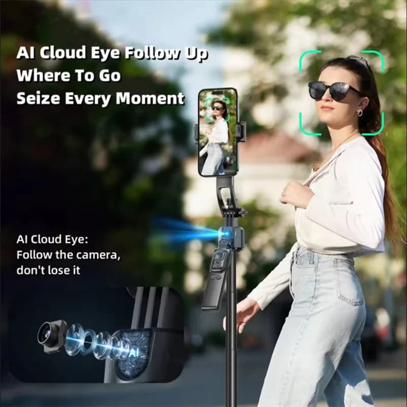 B47C C17 Monopiede 360 ° Rotazione automatica AI Tracking Shooting Treppiede Otturatore Bluetooth per supporto per telefono Bastone selfie wireless