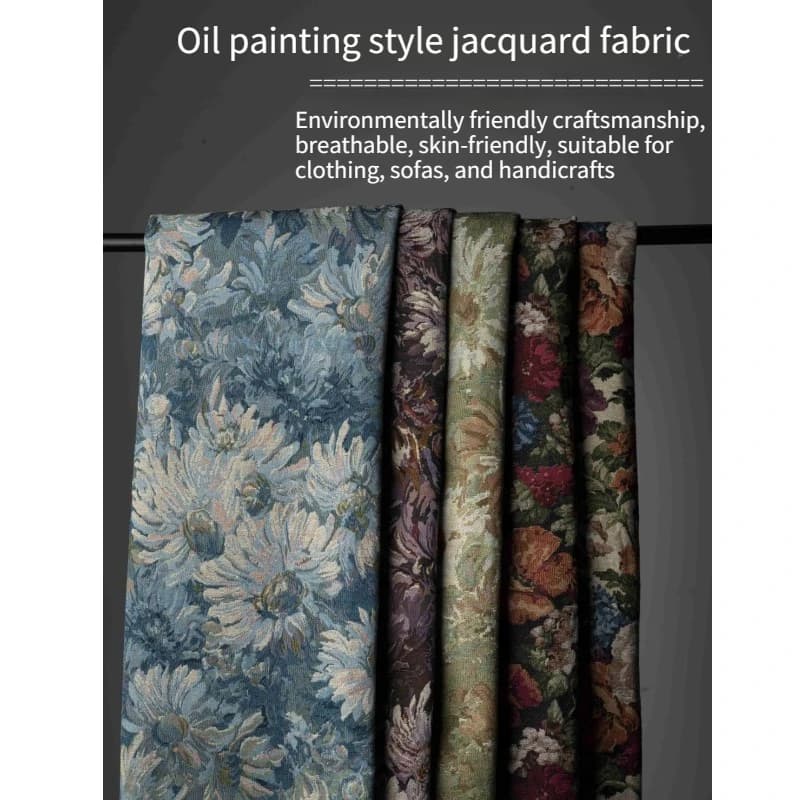 Oil Painting Style Jacquard Chenille Fabric Upholstery By The Meter for Sofa Cover Pillowcase Tablecloth Bag Cushion Diy Cloth
