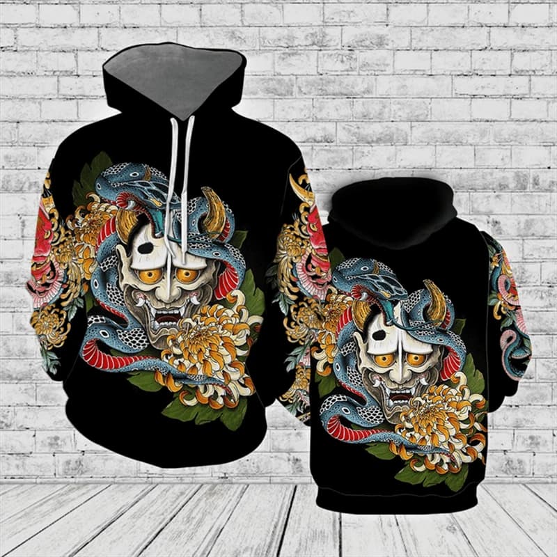 Nuova felpa con cappuccio da uomo Samurai giapponese 3d stampato Fashion Street felpe con cappuccio a maniche lunghe giacca Casual pullover cappotto all'aperto
