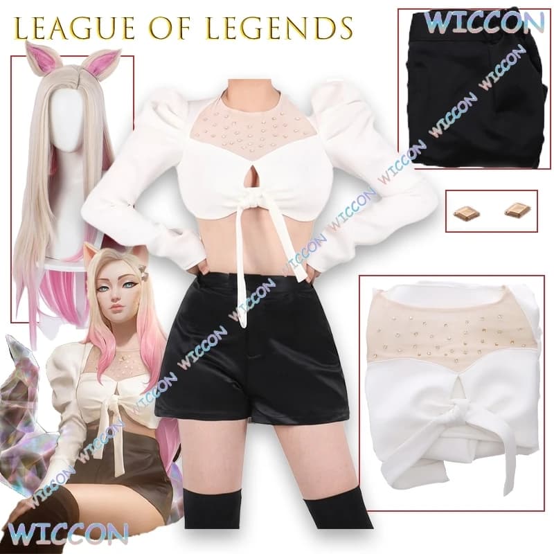 LOL KDA Ahri Costume Cosplay FoxGirl Outfit Coda and Ears Character of the game Souls theatrical performance in Korean style