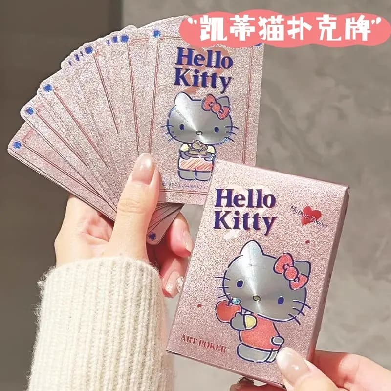 Cute high-quality appearance level cartoon playing cards made of PVC waterproof Sanrio table games anime playing cards props