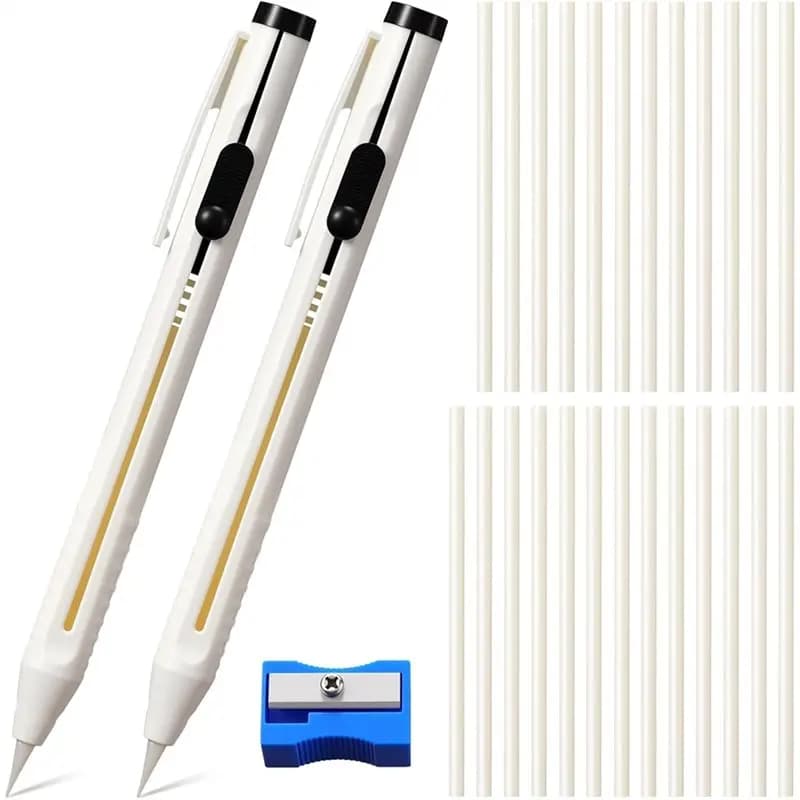 Matita per sarto per marcare modelli di tessuti, penna per gesso da cucito Set ricaricabile per matita per gesso bianca