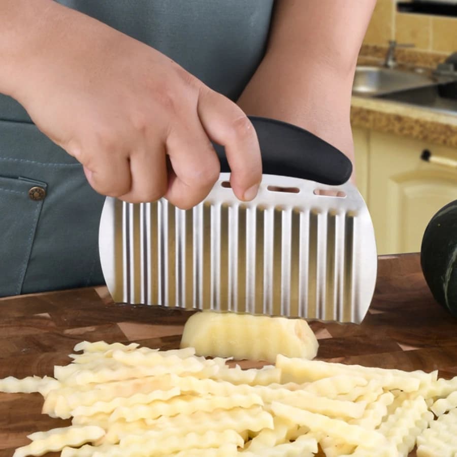 1/2 piece Improve your kitchen with a ribbed cutter - Corrugated chopped knife for fruit, vegetables, salad, carrots, potatoes and fries