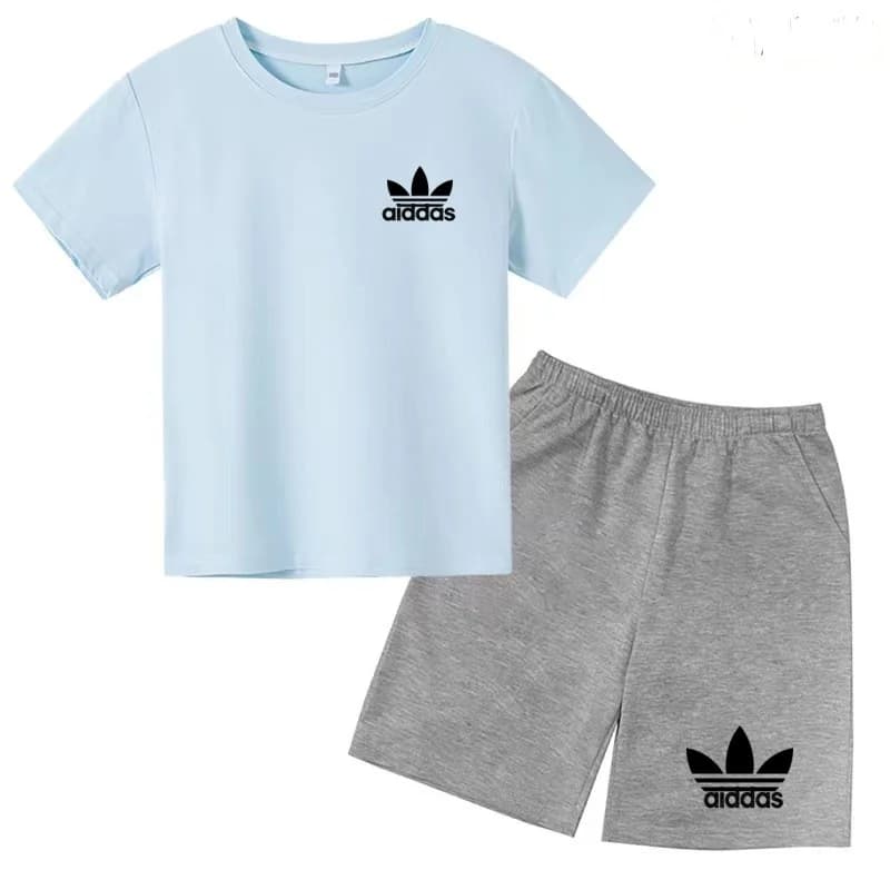 2026Summer Latest Brand Children'sT-shirt and Shorts Set (Suitable for Both Men and Women)(Aged3to12) Sports Children's Clothing