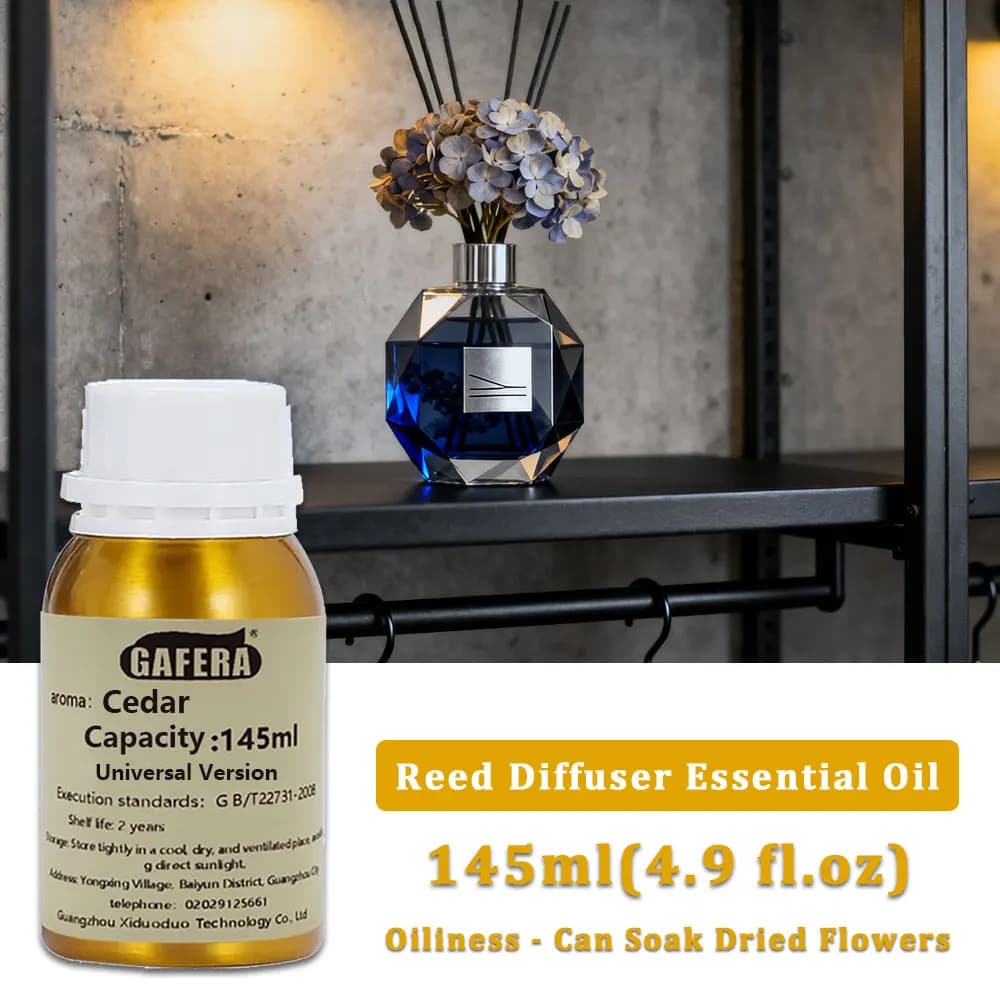 GAFERA 145ml (4.9 fl.oz) Olio Essenziale Cedro/Ritz-Carlton per Diffusore a Bastoncini e Diffusore Aromaterapico Senza Fiamma - Olio di Ricambio per Aromi