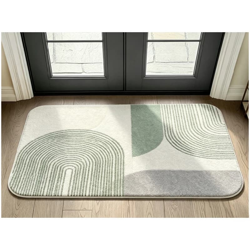 Modern Abstract Geometric Area Rug Sage Green Grey Arch Line Art Floor Mat for Entryway Living Room Bedroom Home Decoration