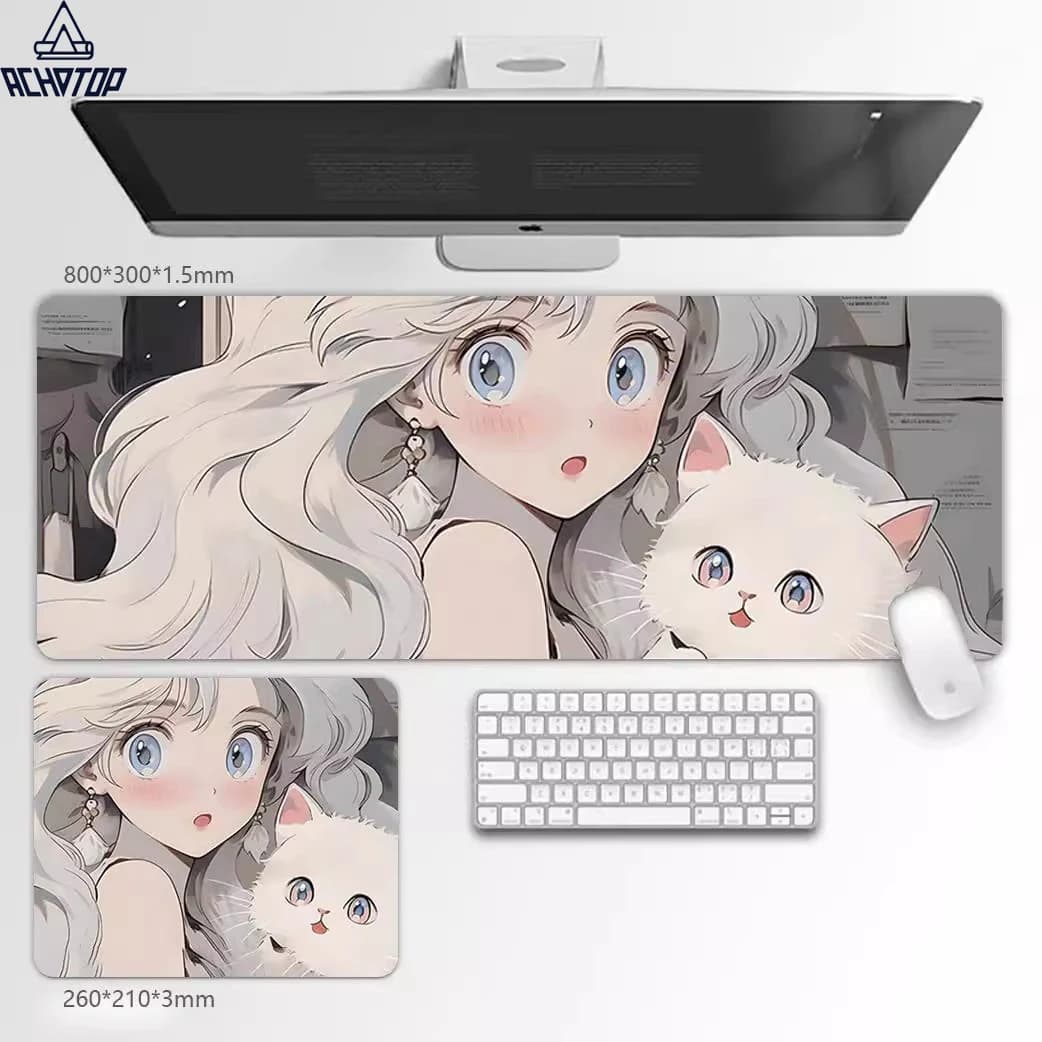 Anime Girl Mousepad Computer Nuovo XXL Tappetino per tastiera Tappetino per mouse Gamer Morbido Tappeto per ufficio Tappetino per tavolo Tappetino per mouse grande per desktop