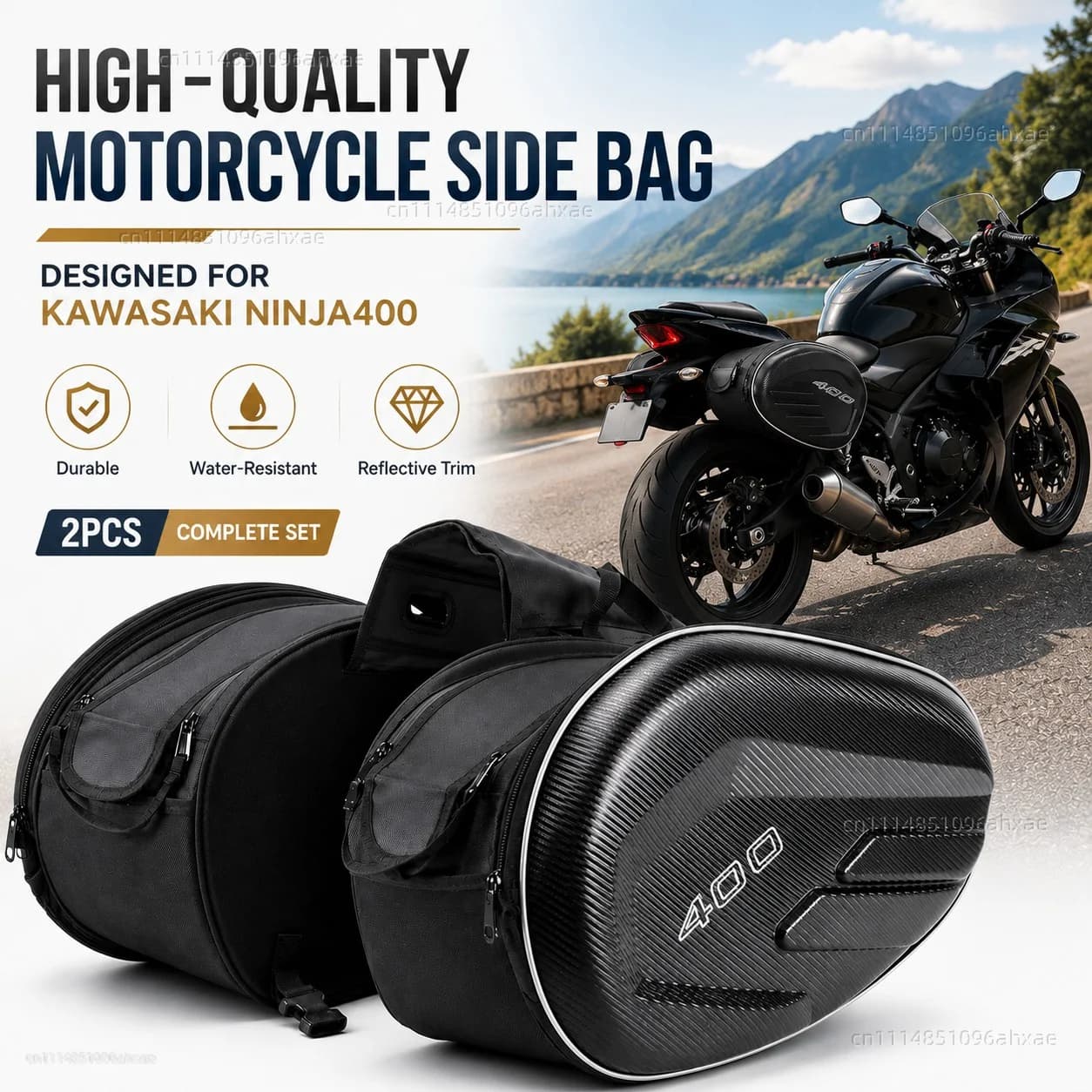 For KAWASAKI NINJA400 Z400 NINJA 400 Z 400 2018-2024 2025 2PCS Motorcycle Pannier Bags Luggage Saddle Bags Side Storage Fork