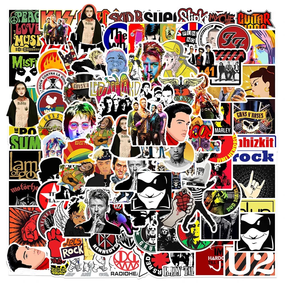 10/30/50/100PCS Popolare Rock Roll Music Band Graffiti Adesivi Punk Decalcomanie Chitarra Moto Skateboard Impermeabile Adesivo Fresco