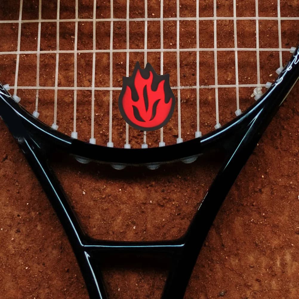 Set of 4 Antivibrations for Tennis Rack in Silicone with Flame Design, for Reduction of Vibrations and Comfortable Control during the Food and Drinking