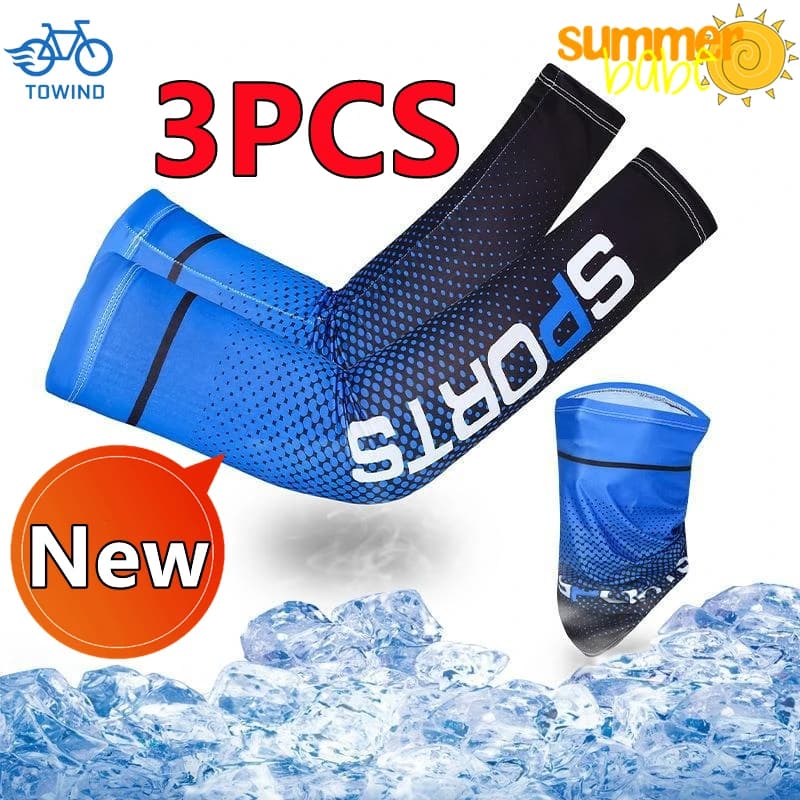 Nuovo 3PC Ice Silk Sleeve protezione solare polsino protezione solare UV manicotti antiscivolo uomo donna guanti lunghi Outdoor Cool Sport ciclismo