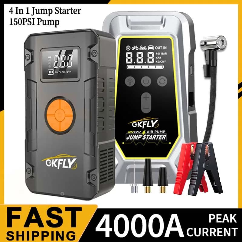 GKFLY Nuovo Avviatore d'Emergenza per Auto 4000A, Avviatori Batteria Auto 12V 7000A, Power Bank Portatile, Booster di Avviamento per Auto Benzina e Diesel