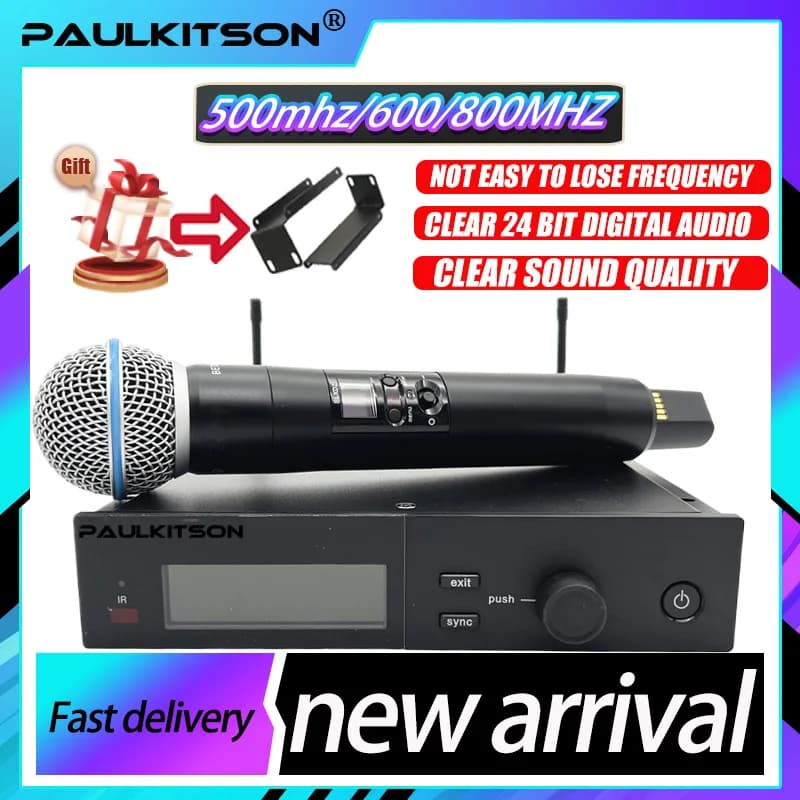 Sistema Microfonico Wireless SLXD 500/600/800MHZ con Cuffie a 4 Pin KSM8/Beta58, Attrezzatura Audio Professionale per Palco e Karaoke
