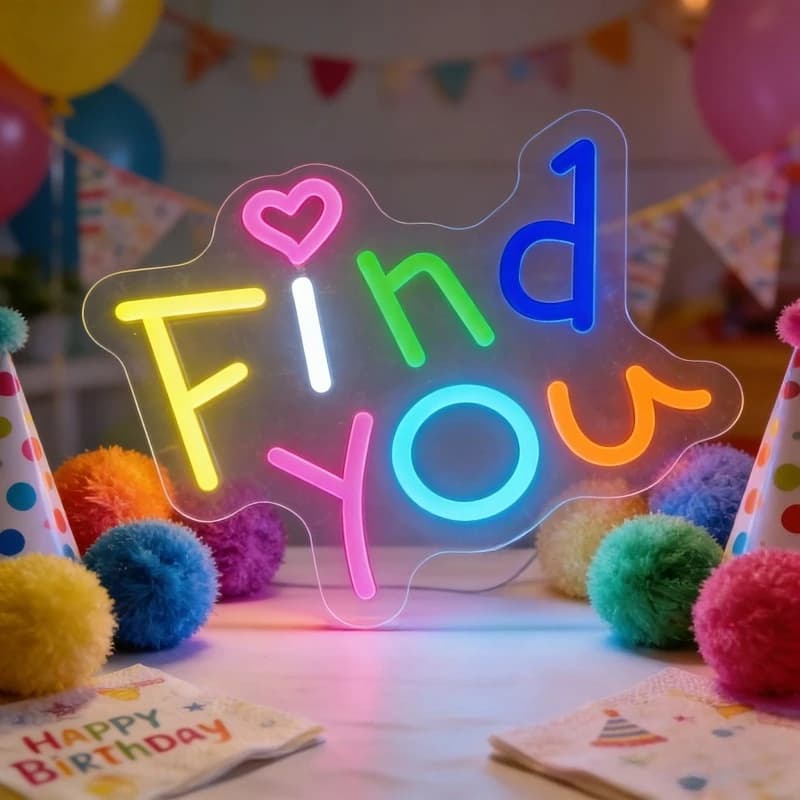 Insegna al Neon 'Find You' USB Dimmerabile, Luce LED al Neon per Bar, Man Cave, Camera da Letto, Hotel, Negozio, Garage, Sala Giochi, Decorazione Murale per Feste